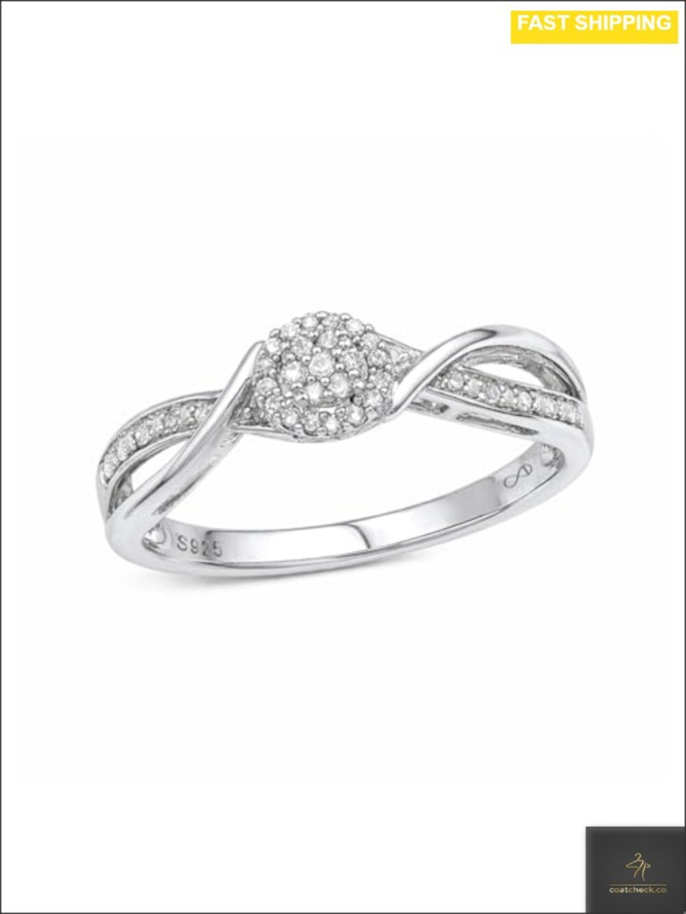 925 Sterling Silver Diamond Cluster Halo Promise Ring for Women 1/10CT